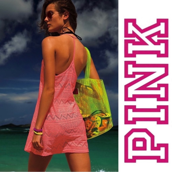 PINK Victoria's Secret Other - Victoria’s Secret PINK Coral Pink Mesh Swim Coverup
